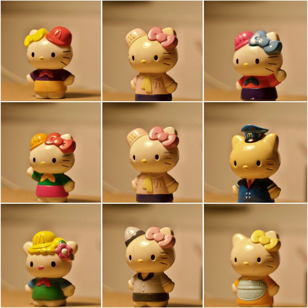Hello Kitty x McDonald’s Happy Meal (Category: Character Goods) located in Manila. Submitted by shedeclutters.mnl (Listing ID 1386186118, Image 2). Description: Take all 11 toys for ₱1000.