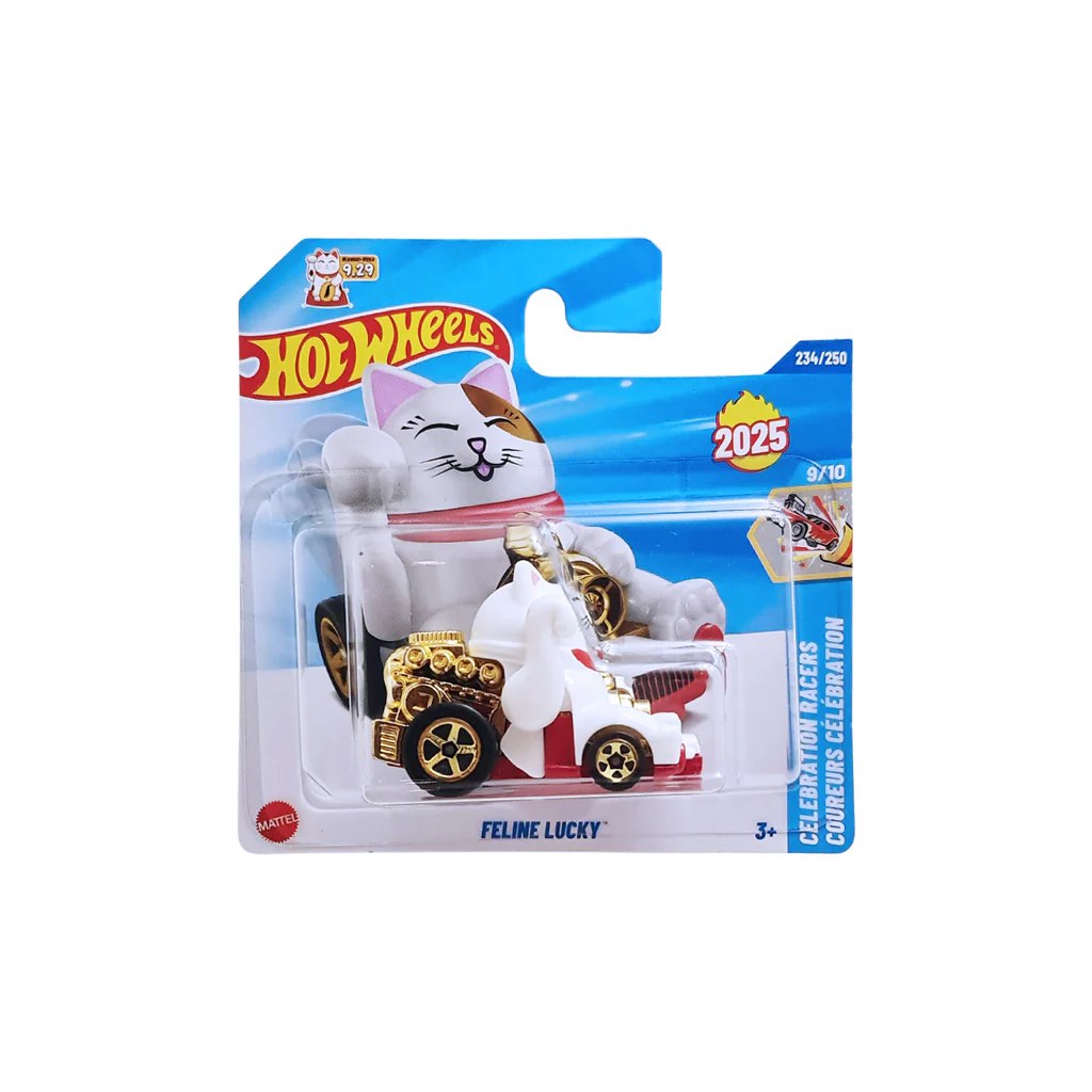 Hot Wheels 2025 Feline Lucky - Voiture Diecast 1:64, Chat Porte-bonheur, Série Celebration Racers