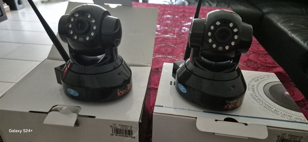 IP Camera (Category: Security Systems & CCTV Cameras) located in Singapore. Submitted by sur_b_24 (Listing ID 1386087854, Image 1). Description: - like new IP camera - Comes with original packaging - Sleek black design - Includes antenna for improved connectivity - Model number C7837WIP (B) - Great for home and office security - $ 30 for $ 1 & $50 for both.