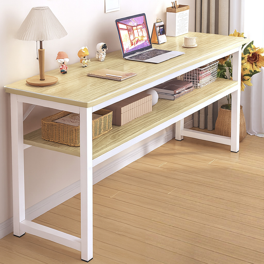 Long Computer Study Desk with Shelf | Office Writing Laptop Table ...