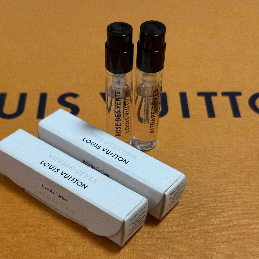 Louis Vuitton eau de parfum vials 2ml (Category: Fragrance & Deodorants) located in Cainta. Submitted by kei_21 (Listing ID 1386080703, Image 2). Description: Decluttering Closet cleanup sale 2pcs Lv eau de parfum vials 2ml Selling low! 📌Selling price from other seller ₱650/pc 📌My price ₱350 each or buy 2 for ₱650 2ml -sprayed 2x only Rose des vents Attrape-reves .