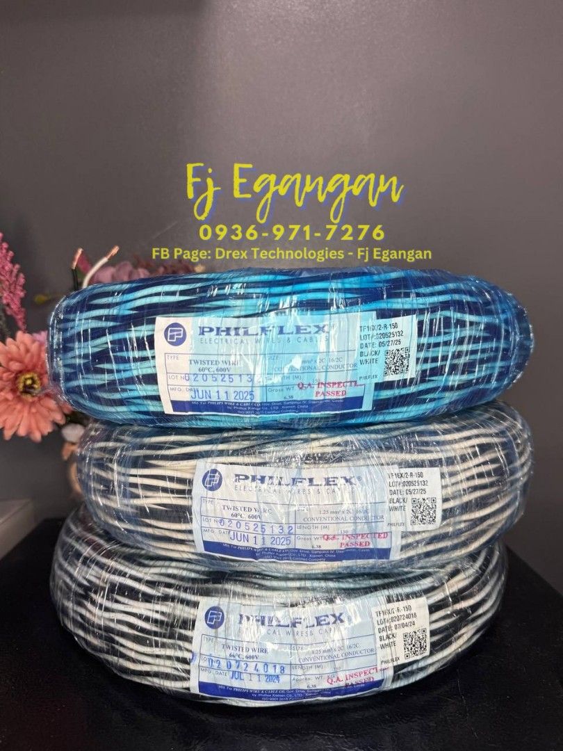 Philflex Twisted TF Wire #16 Black on White 150M/roll (Category: Everything Else Others) located in Pasig City. Submitted by fjEgangan (Listing ID 1386083351, Image 1). Description: Philflex Twisted TF Wire #16 Black on White 150M/roll 💯 Brand New We also have: 🔸️ Fiber Optic Cables and Accessories 🔸️ Data Cabinet / Network Cabinet / IDF 🔸️ Utp / Ftp /Sftp Cables 🔸️ Switches and Routers (Tp-Link / Dahua / Hikvision / Ubiquiti / Mikrotik) 🔸️