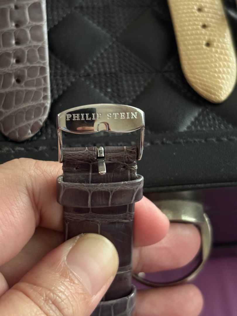 Philip Stein Large Strap (Category: Luxury Watches) located in Pasig City. Submitted by jaxtong (Listing ID 1386047752, Image 3). Description: As is condition. Bundle only!!! 100% Authentic Purple Alligator Beige Lizard.