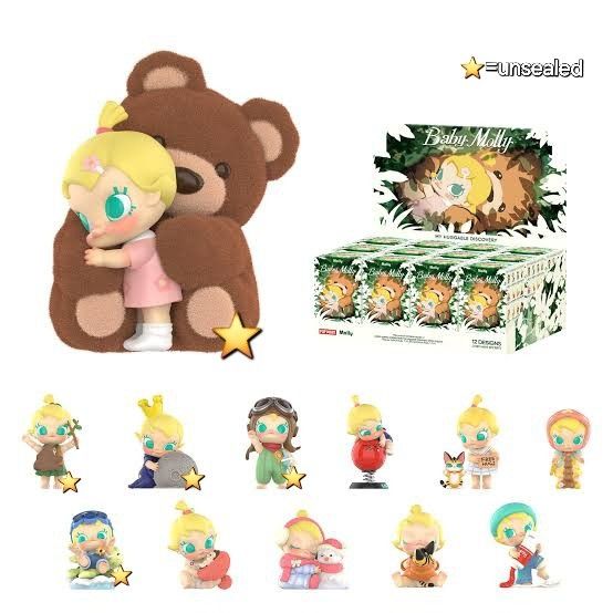 WTS/LFB Popmart Baby Molly: Huggable Discovery Complete Set (Category: Designer & Blind Box Toys) located in Paoay. Submitted by dcguil (Listing ID 1386178702, Image 1). Description: Php 4,000.00 Complete set w motherbox 5/12 figs unsealed, mint condition, displayed only; the rest are sealed foil. 💸 Gcash, BPI 🚚 JNT, LBC 📌 Ilocos Norte.