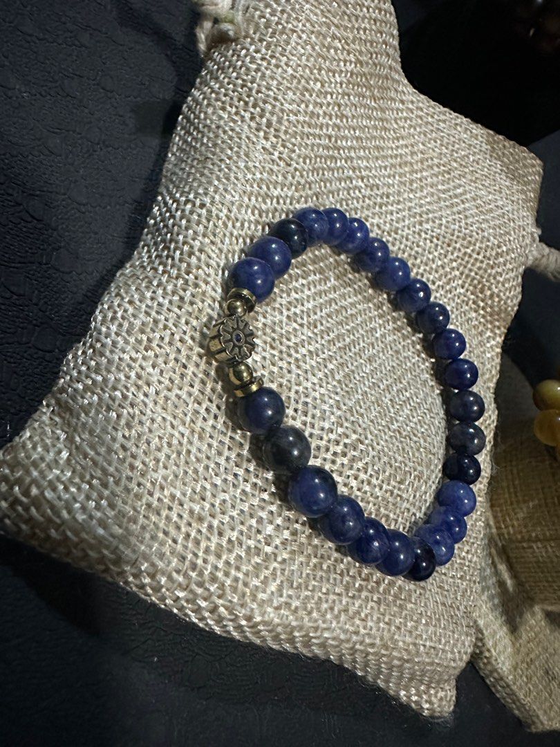 Sodalite crystal bracalet (Category: Bracelets) located in Cainta. Submitted by annebc (Listing ID 1386195774, Image 3). Description: Sodalite 6mm with hematite and pyrite Will fit 16cm wrist.