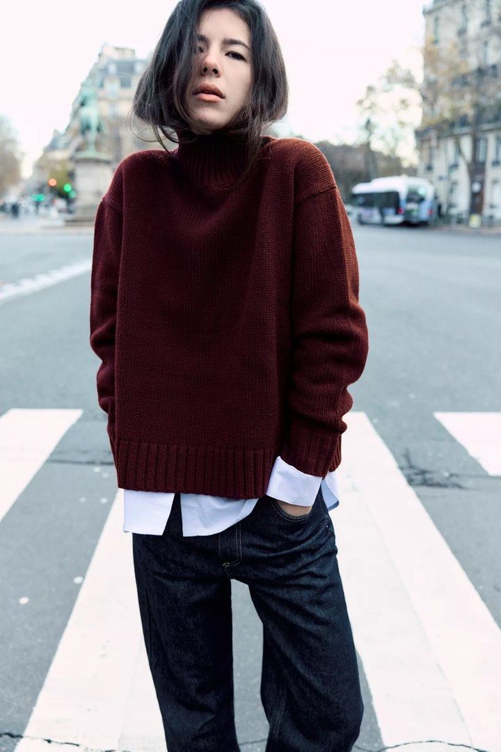 Zara Knit Sweater (Category: Coats, Jackets and Outerwear) located in Pasig City. Submitted by hellosunnyyy (Listing ID 1386127995, Image 3). Description: Brand new Zara Knit Sweater in Burgundy RFS: runs a bit big on me. Bought this from pfbn. Mall price is P2595 I’m 5’2 and 70kg.