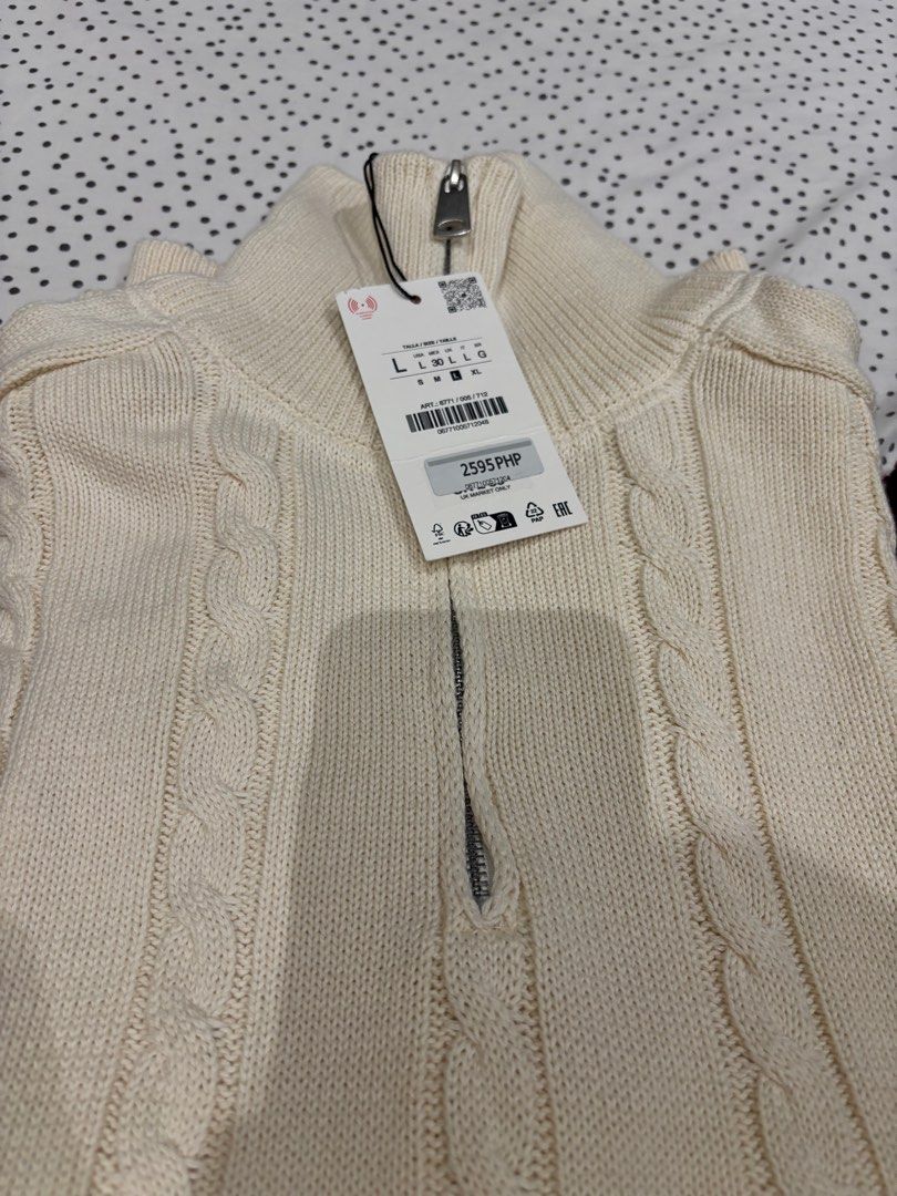 Zara Zip up Sweater (Category: Coats, Jackets and Outerwear) located in Pasig City. Submitted by hellosunnyyy (Listing ID 1386128398, Image 1). Description: Brand new Zara Knit Sweater with zip. (In Ecru color) RFS: runs a bit big on me. Bought this from pfbn. Mall price is P2595 I’m 5’2 and 70kg .