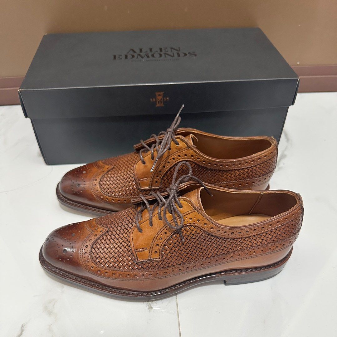 PRICE REDUCED! Allen Edmonds Leiden Weave Longwing Bluchers 7E US (Category: Dress Shoes) located in Las Pinas. Submitted by m-dapper (Listing ID 1386228924, Image 3). Description: Allen Edmonds Leiden Weave - Wingtip Woven leather Longwing Bluchers Size: 7E Wide - fits 7-7.5 US Color: Walnut Condition: 10/10 - Used once only Construction: Goodyear Welted Uppers: calfskin Soles: leather Made in USA Retails for around $400 .