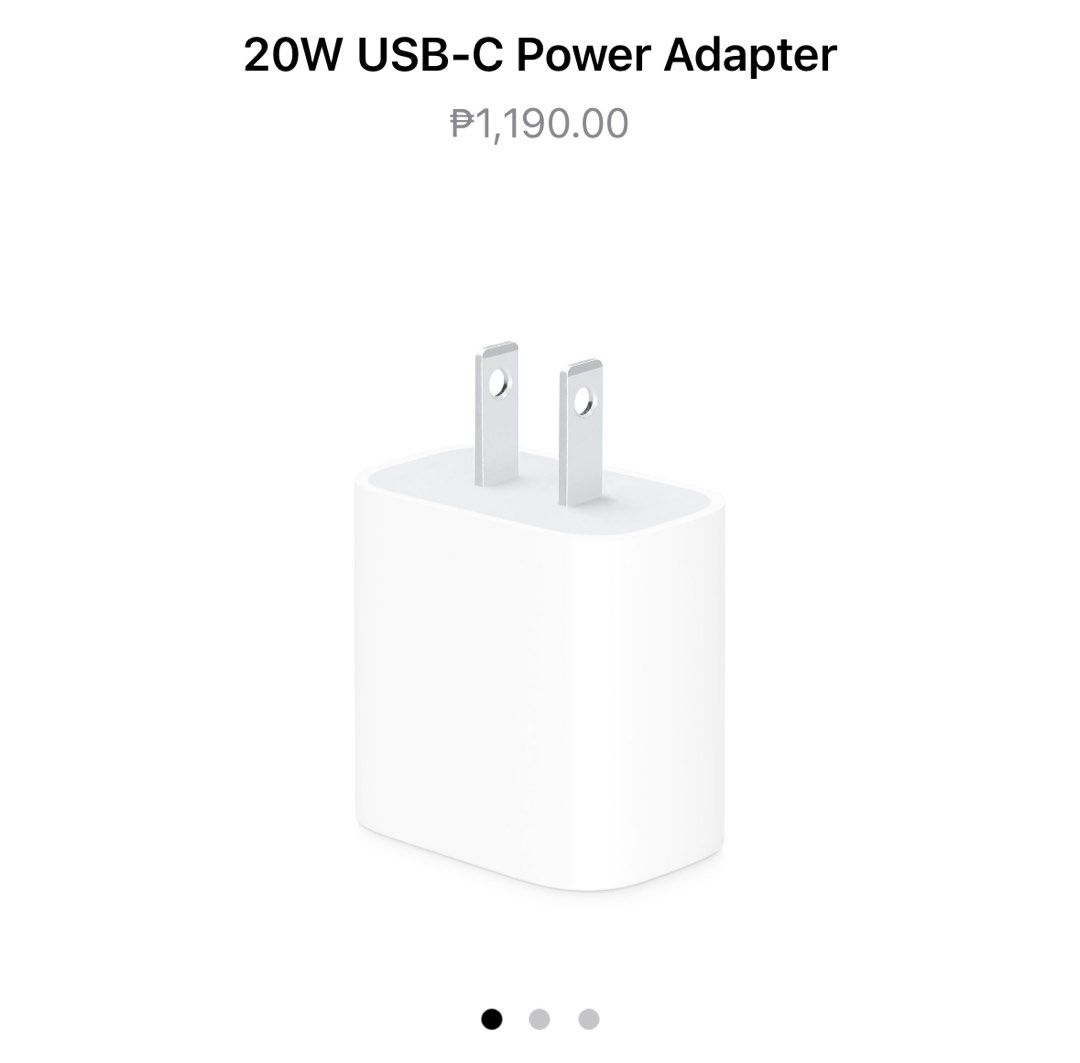 APPLE ADAPTER & CORD (TYPE C to TYPE C) (Category: Chargers & Cables) located in Taguig. Submitted by overseasclothes.ph (Listing ID 1386375657, Image 1). Description: Sold as set Brandnew from my ipad. Rfs: this is an extra. I have a charger already since i’m an iphone user already.