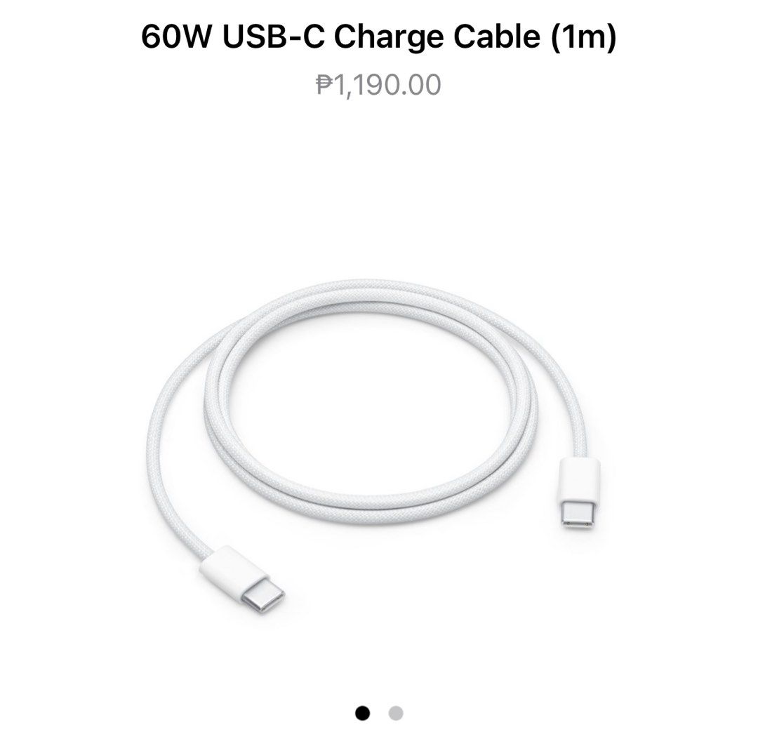 APPLE ADAPTER & CORD (TYPE C to TYPE C) (Category: Chargers & Cables) located in Taguig. Submitted by overseasclothes.ph (Listing ID 1386375657, Image 2). Description: Sold as set Brandnew from my ipad. Rfs: this is an extra. I have a charger already since i’m an iphone user already.