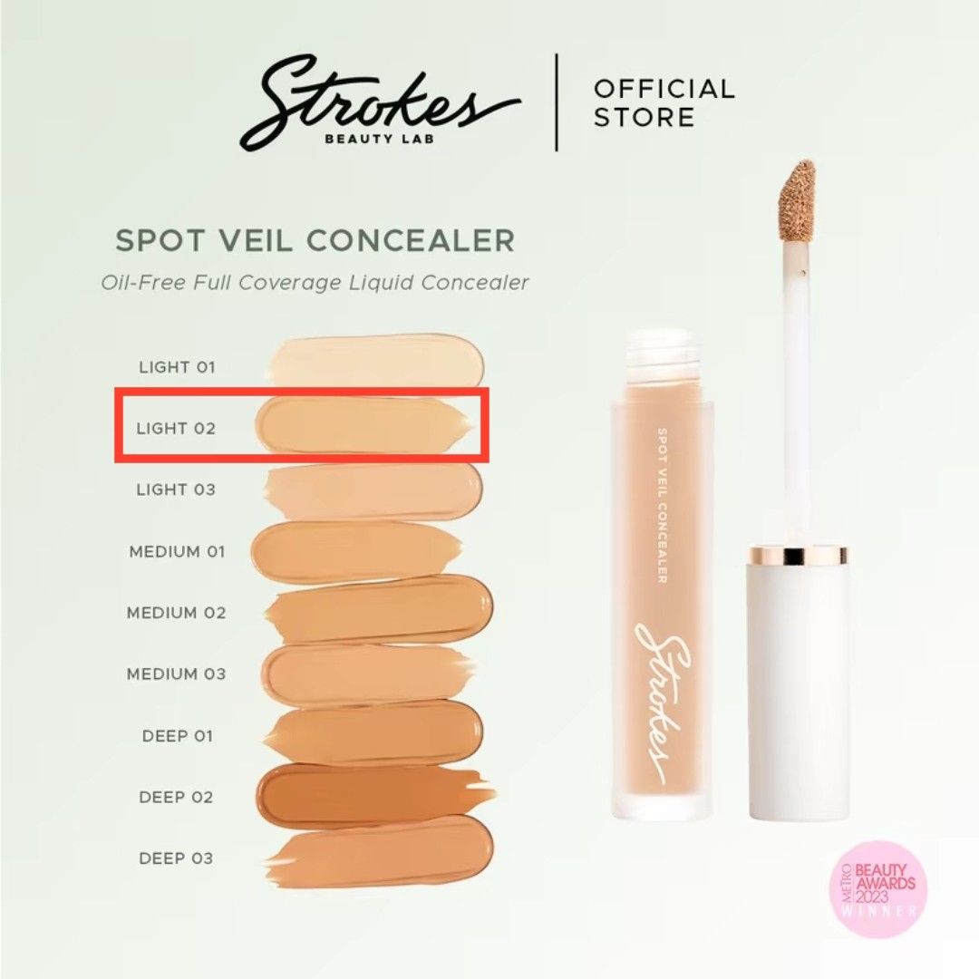 Authentic Strokes Spot Veil Concealer (Category: Makeup) located in Manila. Submitted by bb_mushroom (Listing ID 1386379289, Image 3). Description: Authentic Strokes Spot Veil Concealer ( Oil-Free Matte Liquid Concealer ) Php 150 - brand: Strokes Beauty Lab - shade: light 02 - used like 40% only - no box - good condition - lightweight - medium to full coverage with matte finish - effectively conceals blemishes and uneven skin tones RFS: Declutter