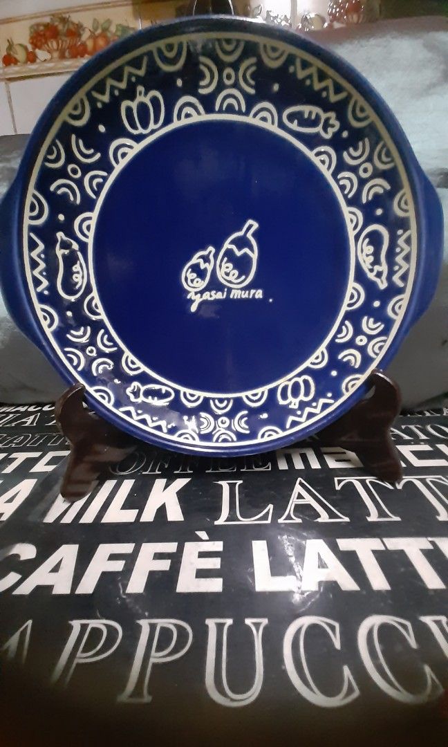 Ceramic plate 9.5" cobalt blue engraved eggplant (Category: Dinnerware & Cutlery) located in Manila. Submitted by luckycharm_215 (Listing ID 1386364094, Image 1). Description: good condition.