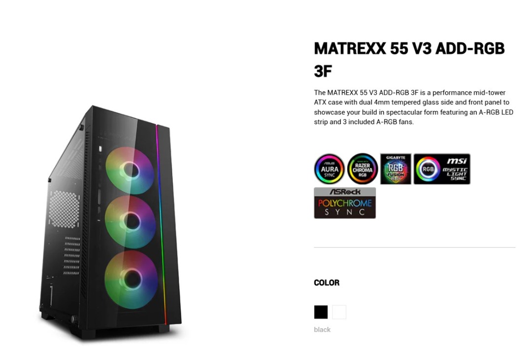 Deepcool Matrix 55 RGB 3F case, Computers & Tech, Parts & Accessories ...