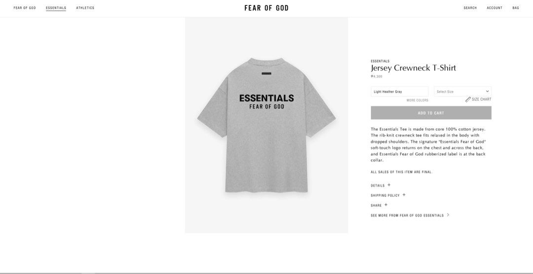 Fear of God Essentials Jersey Crewneck T-Shirt (Category: Tshirts & Polo Shirts ) located in Manila. Submitted by ellajuan9211623 (Listing ID 1386290678, Image 3). Description: Price: PHP 4,300 (Negotiable) Condition: 100% Brand New - Never Worn, With Tags.