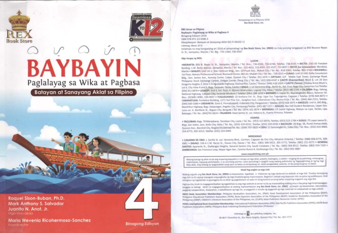 Grade 4 (Category: Textbooks) located in Valenzuela. Submitted by nkcm1 (Listing ID 1386332667, Image 3). Description: 📚 Grade 4 Book Bundle – ₱300 for All 📖 English 4 Developing Reading and Language Skills Brilliant Creations Publishing Copyright © 2017 ✔️ Has ballpen checks and answers 📖 Filipino 4 RBS Baybayin: Paglalayag sa Wika at Pagbasa Revised Edition Reprinted March 2019 Copyright © 2018 Rex Book Store, Inc. ✔️ Has some highlighted pa