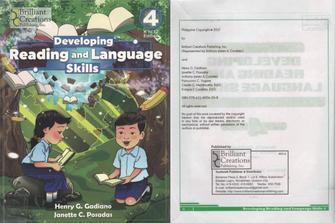 Grade 4 (Category: Textbooks) located in Valenzuela. Submitted by nkcm1 (Listing ID 1386332667, Image 2). Description: 📚 Grade 4 Book Bundle – ₱300 for All 📖 English 4 Developing Reading and Language Skills Brilliant Creations Publishing Copyright © 2017 ✔️ Has ballpen checks and answers 📖 Filipino 4 RBS Baybayin: Paglalayag sa Wika at Pagbasa Revised Edition Reprinted March 2019 Copyright © 2018 Rex Book Store, Inc. ✔️ Has some highlighted pa