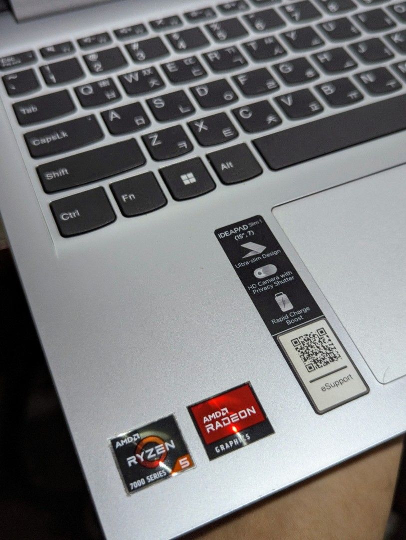 Lenovo Ideapad Slim 1 laptop (Category: Laptops & Notebooks) located in Tayabas. Submitted by mharsbawalutang (Listing ID 1386257764, Image 2). Description: Lenovo Ideapad Slim 1 💵 SRP: 31,995 ➡️ CPU: Ryzen 5 7520U (up to 4.3GHz) with Radeon 610M Graphics (2GB VRAM) 💾 Storage: 512GB SSD ➡️ RAM: 8GB 💻 Display: FHD 1080p 15.6" 🔋 Battery Cycles: 54 (95% capacity) ⚡ Rapid charging (get 2 hours of runtime with a 15-minute charge) 📷 720p HD camera