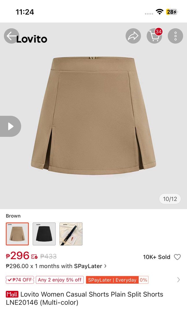 Lovito Brown Skorts (Category: Skirts) located in Quezon City. Submitted by didcluttered (Listing ID 1386238373, Image 2). Description: waist - 28 length - 12.5 inches 💗 Payment First via Gcash or Bank Transfer. 💗 Shipping thru JNT // SF shouldered by buyer.