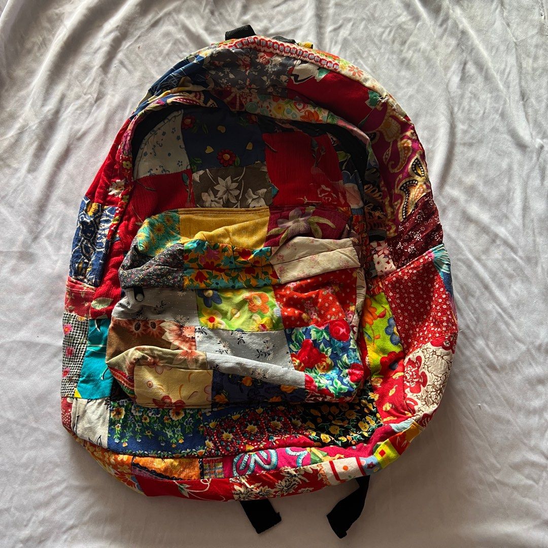 patchwork backpack (Category: Backpacks) located in Kuala Muda. Submitted by meddyoutlet (Listing ID 1386278642, Image 1). Description: material cotton ada kesan jahit kt bawah boleh refer gambar postage Rm 7 semenanjung Rm 15 sabah sarawak.