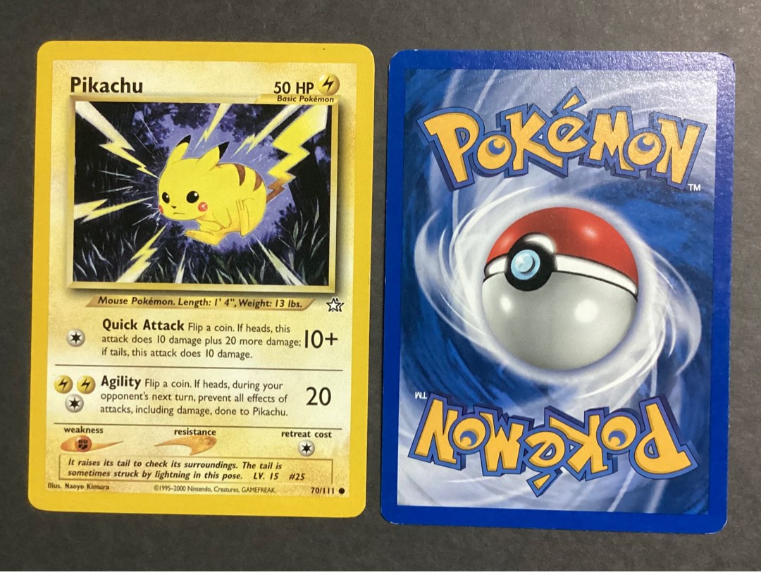 pikachu pokemon card 70 111 - Surfing (111/108) Lightning Rarity Pokmon Neo Genesis Card: Pikachu
