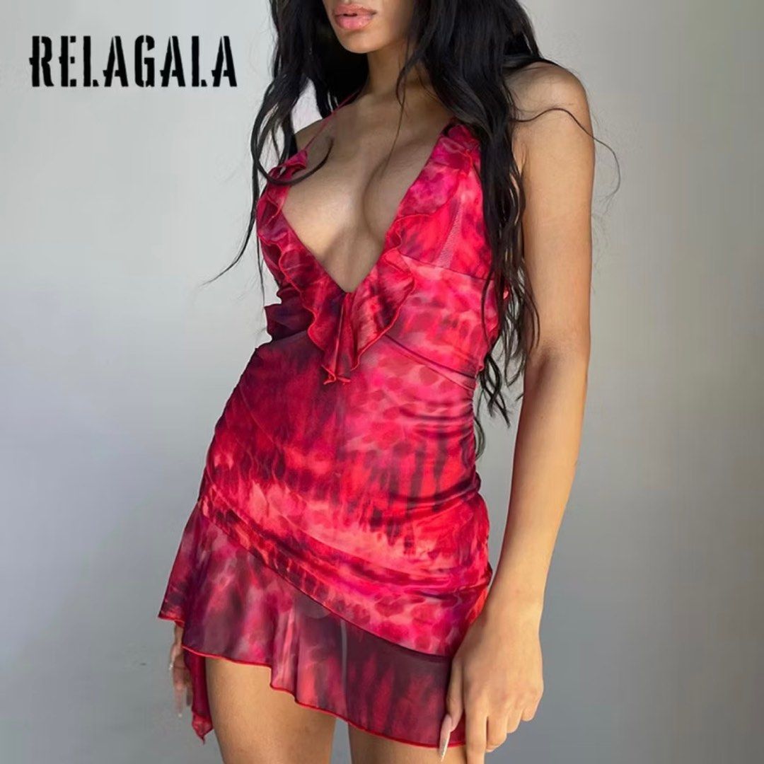 RELAGALA SULTRY DRESS (Category: Dresses) located in Paranaque City. Submitted by sofiaflrs (Listing ID 1386366443, Image 2). Description: RELAGALA SHORT DRESS BACKLESS SULTRY BEACHWEAR HALTER TIE TOP ABOUT THE ITEM: 🧨 Color: Red/Pink 🧨 Brand: Relagala 🧨 Condition: 9.5/10; Used Once 🧨 RFS: Decluttering; Stocked; Not Used 🧨 DM for inquiries and more pictures! Notes: 1. All are in good condition unless stated otherwise. 2. I can send more pict
