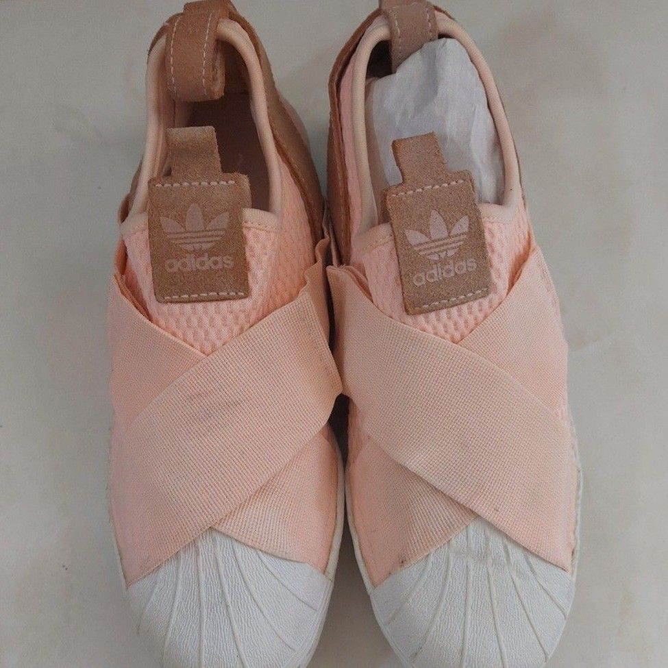 SALE !! ADIDAS flat shoes slip on sepatu casual wanita peach size 36 2/3  minus