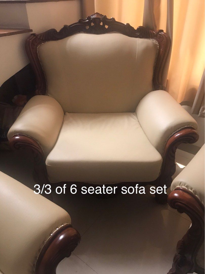 Sofa Set Italian (Category: Sofas) located in Manila. Submitted by investigator59 (Listing ID 1386292967, Image 1). Description: Italian Sofa Set Italian Cavallian Wood Genuine leather Beige color 3-piece-6-seater Seller is the original owner.