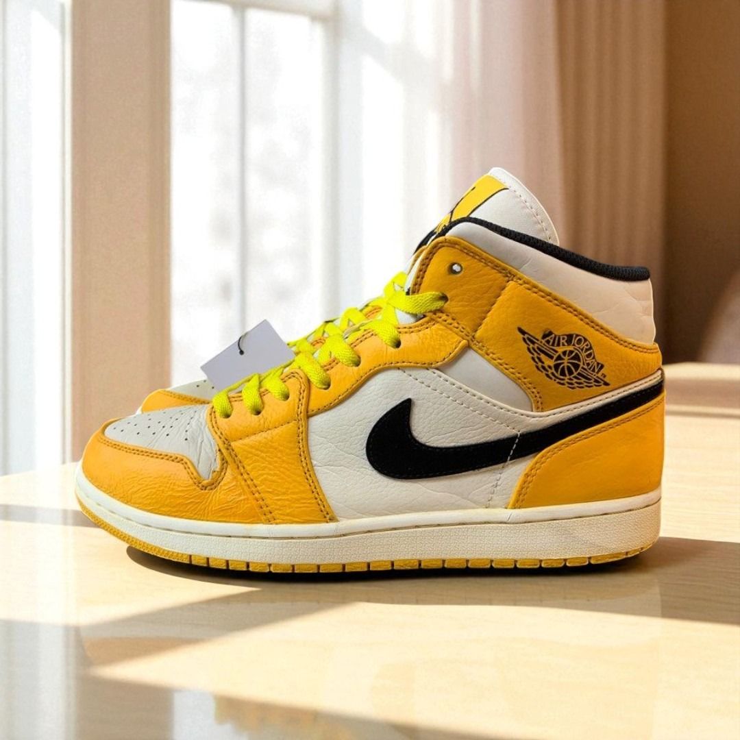 [44] NIKE AIR JORDAN MID LAKERS UNIVERSITY GOLD RETRO [A8-243] (SEPATU  SHOES) SECOND, THRIFT, BEKAS, PRELOVED, USED xPXlgh9b4Z