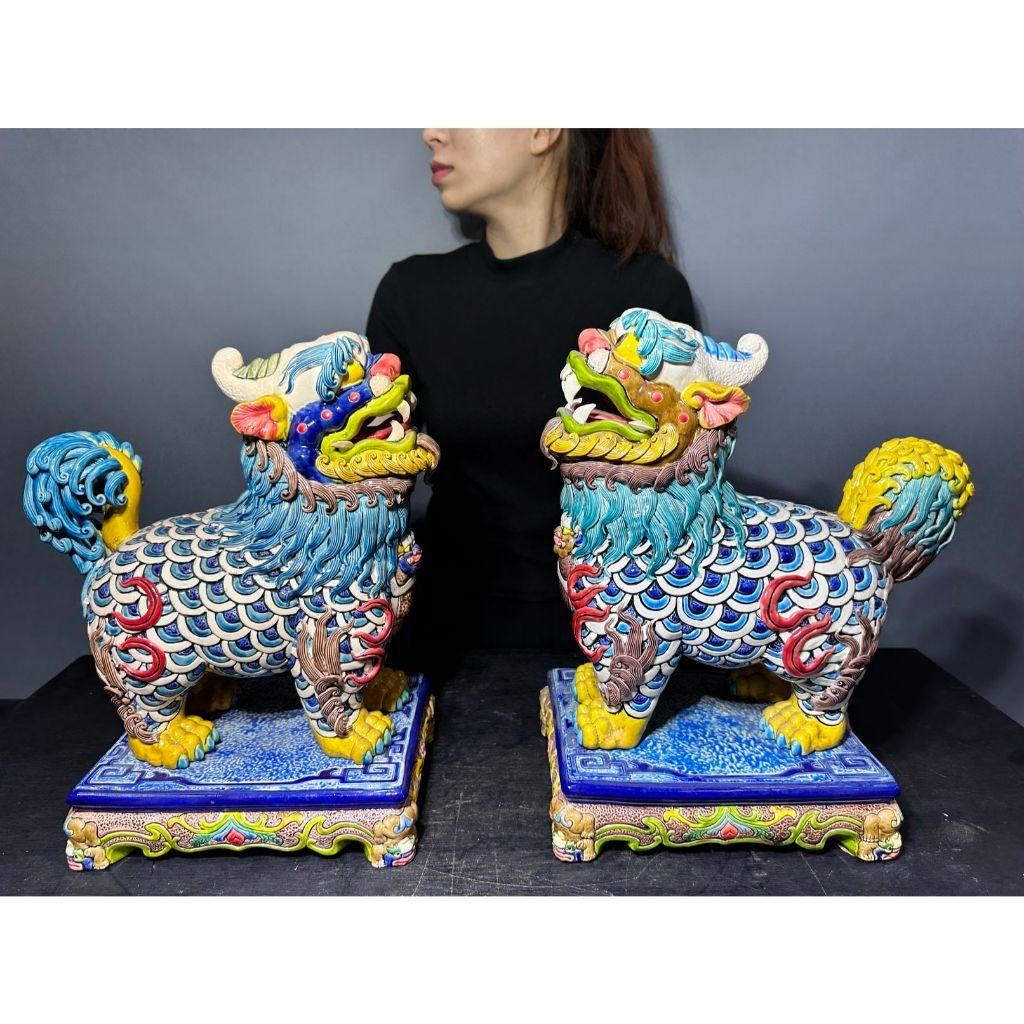 合雅藝品】精選台灣之寶智盧交趾陶【麒麟】【一標兩件】陶藝林智信寶石