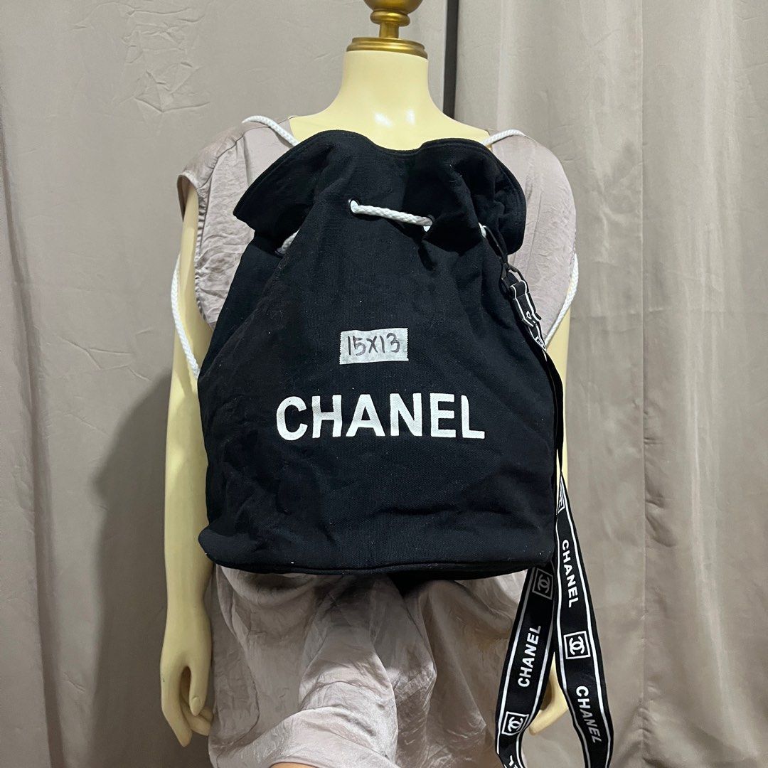 Chanel Bucket Drawstring Backpack (Category: Luxury Bags & Wallets) located in Cabadbaran. Submitted by dfgthriftology (Listing ID 1386407316, Image 2). Description: In Pristine Condition with minimal and unnoticeable signs of use. Needs cleaning..