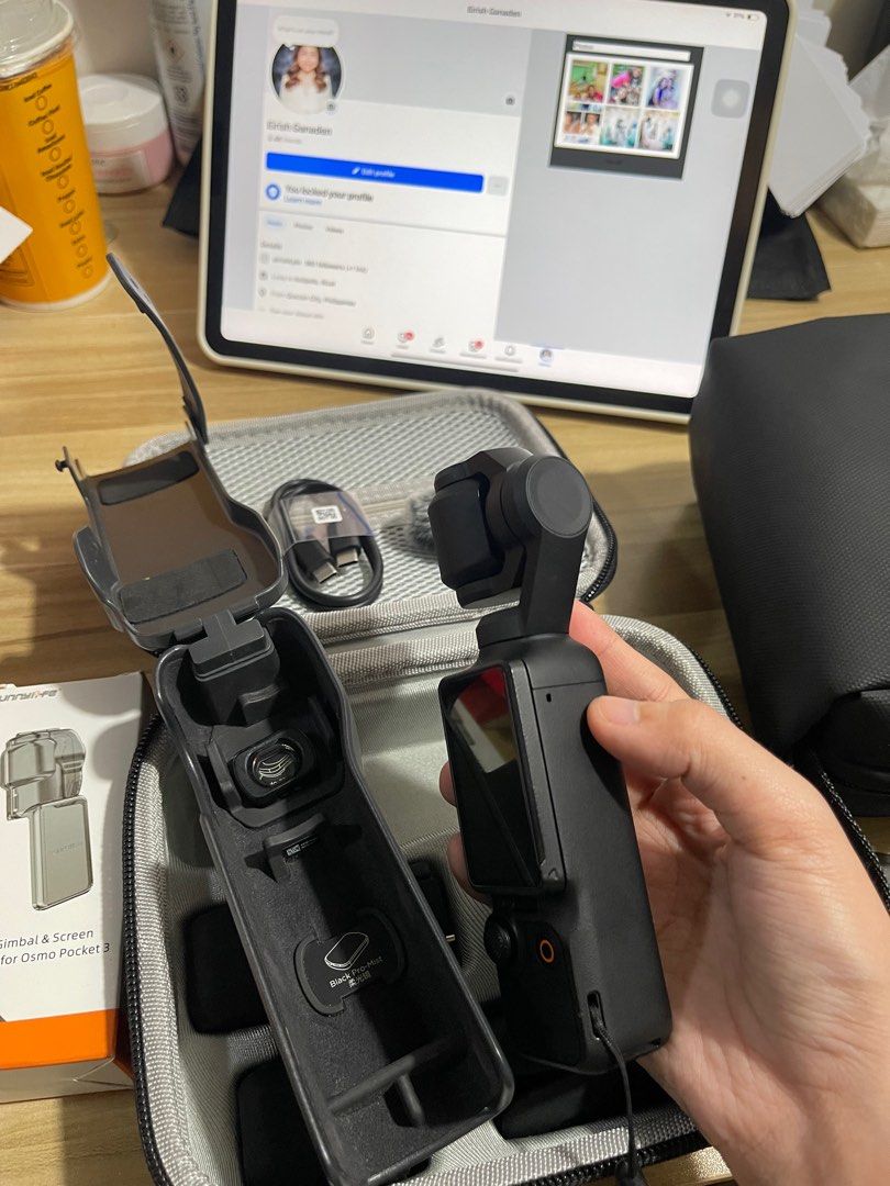 DJI Osmo Pocket 3 - Creator Combo (Category: Video Cameras) located in Cainta. Submitted by shopmyclos333t (Listing ID 1386531681, Image 2). Description: for sale ‼️ DJI Osmo Pocket 3 - Creato Combo 🎥 — complete inclusions freebies: • gimbal protector • sandisk 128 gb sd card • telesin hard case • installed screen protector • silicone case —— • camera body is from standard (opened last march 2025 – used less than 5 times only) • accessories from