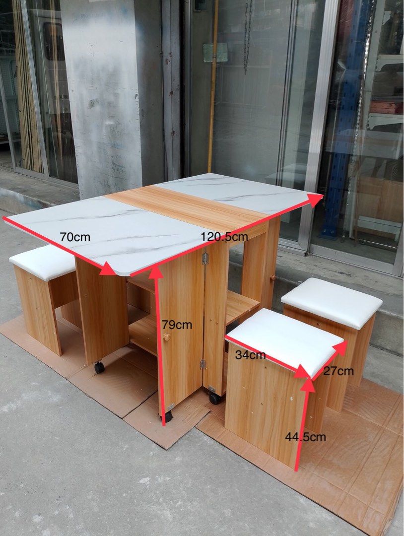 Foldable Dining Table with 4 chair (Category: Looking For) located in Manila. Submitted by shelvesanddisplay (Listing ID 1386460348, Image 2). Description: Size: 120.5cm lenght x 70cm depth x 79.5cm height Material: wood and leather for top chair Color: white and brown Shelves and Display Steel Racks Trading 1449 Pres. Quirino Ave., cor. Pedro Gil St. Paco, Manila (Beside of “A Taste of Italy”) 09177268814 / 09177269749 / 8562-5004 Look for mhars