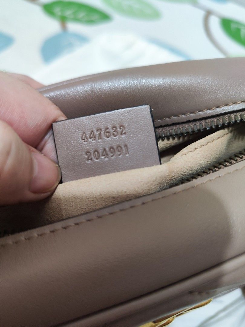 Gucci marmont small camera bag (Category: Luxury Bags & Wallets) located in Pasig City. Submitted by purpleglitters (Listing ID 1386463555, Image 3). Description: color: dusty pink actual pics posted with authenticity card and dust bag pm for faster transaction send me your offer.