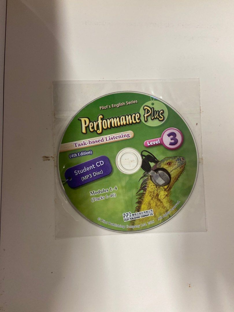 Performance Plus Task-based Listening Level 3 （分類：教科書）位於 Hong Kong。 由 lorens_stuffs 提交（商品編號 1386555220，圖片 3）。簡介： Slightly used book Contains a sealed student CD Little to no writings In good condition Payment method: 💵 Cash 🪙 Alipay Meet up: 📍Kam Sheung Road MTR。