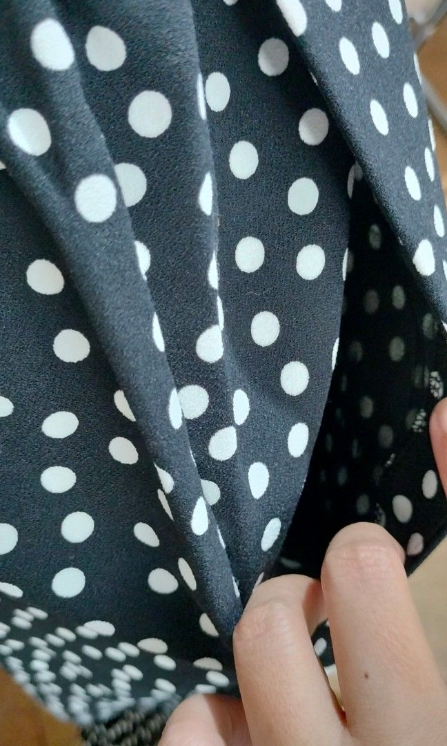 Polkadot black and white jumper (Category: Jumpsuits) located in Quezon City. Submitted by iciafvf (Listing ID 1386432041, Image 3). Description: Loft jumper with pockets 👗 very fine condition like new ♥️ garterized and fully lined Measurements: Bust: 46cm Waist: 36-40cm MOP: Gcash or bank transfer SF c/o buyer kindly, direct message for additional details and pictures..