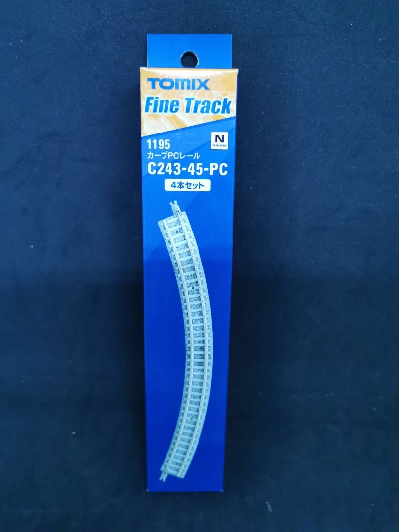 Tomix 1/150 Scale N Scale Train Tracks - Train Parts (Category: Gundam & Model Kits) located in Quezon City. Submitted by b.it.toys (Listing ID 1386529152, Image 1). Description: Tomix 1195 243mm Radius 45 Curve Track C243-45-PC(F) (4 Pieces) - 480 Tomix 1281 Electric Turnout for Synthetic Sleeper N-PR541-15-SY(F) - 1,200 Tomix 1523 Re-Lehrer rail S140-RE(F) - 280 Tomix 1736 Wide PC Rail S158.5-WP(F)(4pcs) - 550 Tomix 1750 Wide PC Approach Rail C