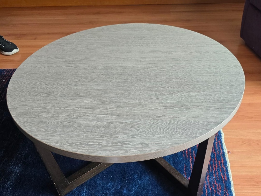 Used Round Coffee Table - Grey Wood Finish, Furniture & Home Living ...