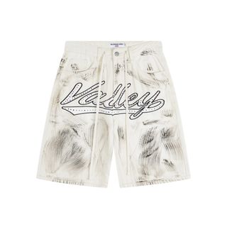 Vale 美潮Valley Forever SKITTLES JORTS Jean Shorts燙鑽字母潑墨做舊洗水工裝牛仔短褲64196075861121110