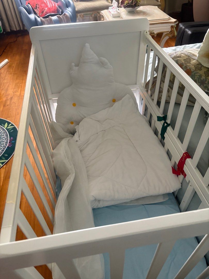 White Baby Cot with Wheels, Babies & Kids, Baby Nursery & Kids ...