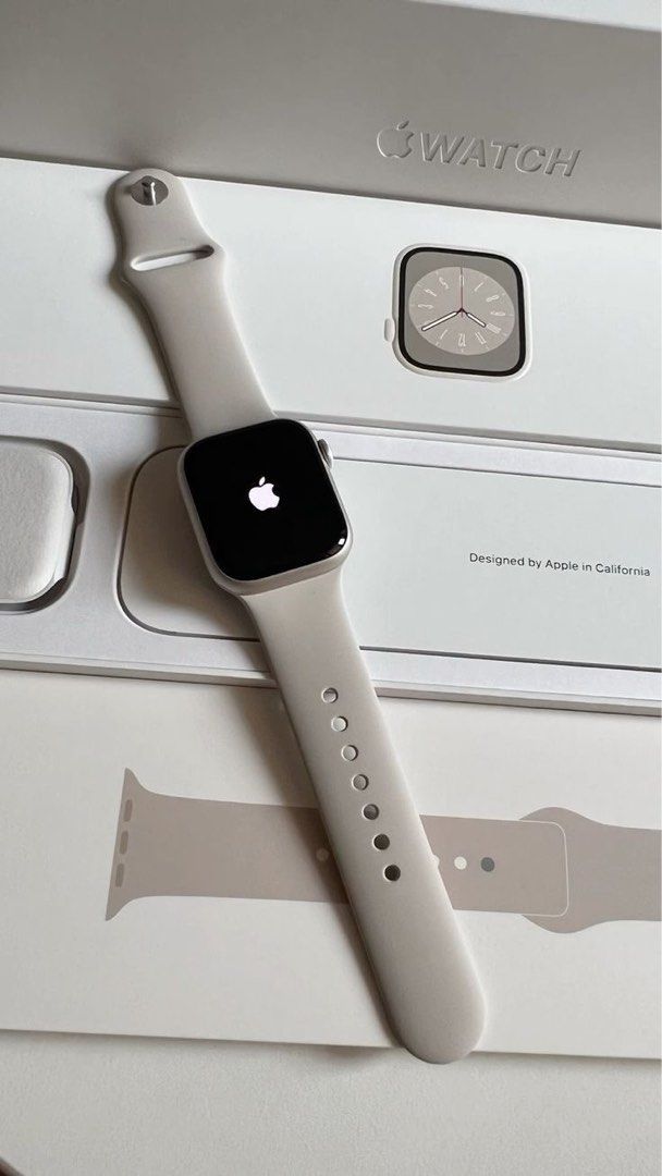 Apple Watch Series 8 (Category: Wearables & Smart Watches) located in Pasay City. Submitted by jasm24 (Listing ID 1386681610, Image 1). Description: Good as new! - very good condition - Bought in Beyond the Box - Original price: 25-29K - With complete package (box, strap, & bag) - Battery health: 100% .