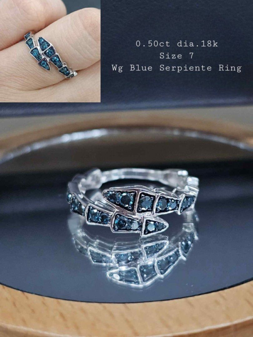 blue diamond ring serpenti design (Category: Rings) located in Cavite. Submitted by beamitch (Listing ID 1386673384, Image 1). Description: 100% natural mined diamonds comes with certificate free sf tru lbc size 7 only in white gold settings.