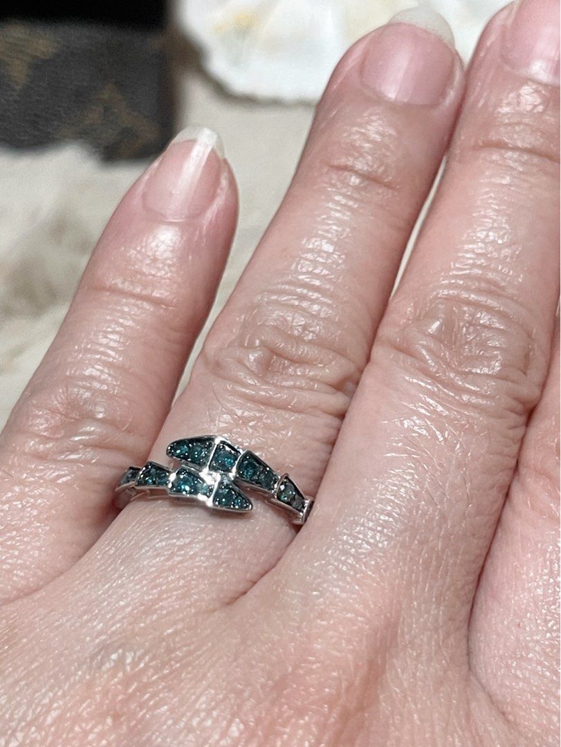 blue diamond ring serpenti design (Category: Rings) located in Cavite. Submitted by beamitch (Listing ID 1386673384, Image 3). Description: 100% natural mined diamonds comes with certificate free sf tru lbc size 7 only in white gold settings.