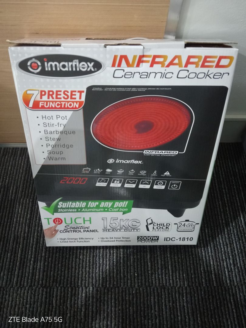 IDC - 1810 Imarflex Infrared Cereamic Cooker (Category: Cookware & Accessories) located in Caloocan City. Submitted by pascualer79988 (Listing ID 1386622625, Image 2). Description: Original Price 3,148. Reason for Selling - Not used at home..
