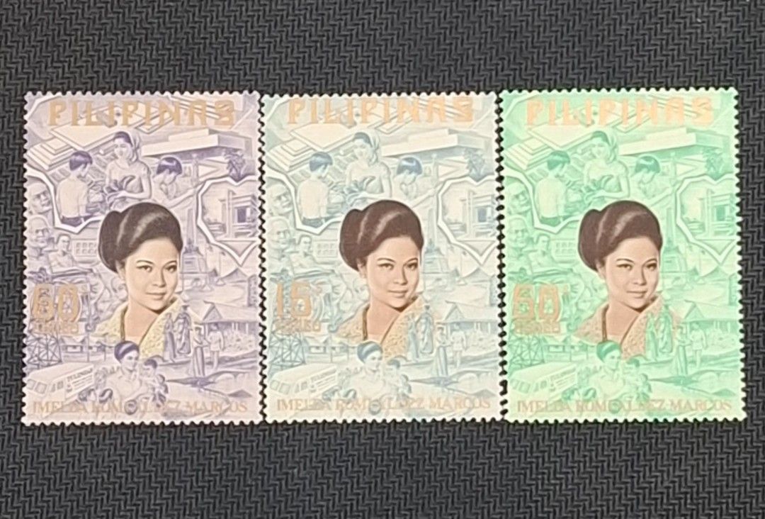 Imelda Romualdez Marcos (Category: Stamps & Prints) located in Makati City. Submitted by selyopilipinas (Listing ID 1386717366, Image 1). Description: (1973) 3v Complete set of stamps Commemorative issue Mint never hinged Collection theme: Famous Filipinos, Women, Politicians Stamp Released: October 31, 1973.