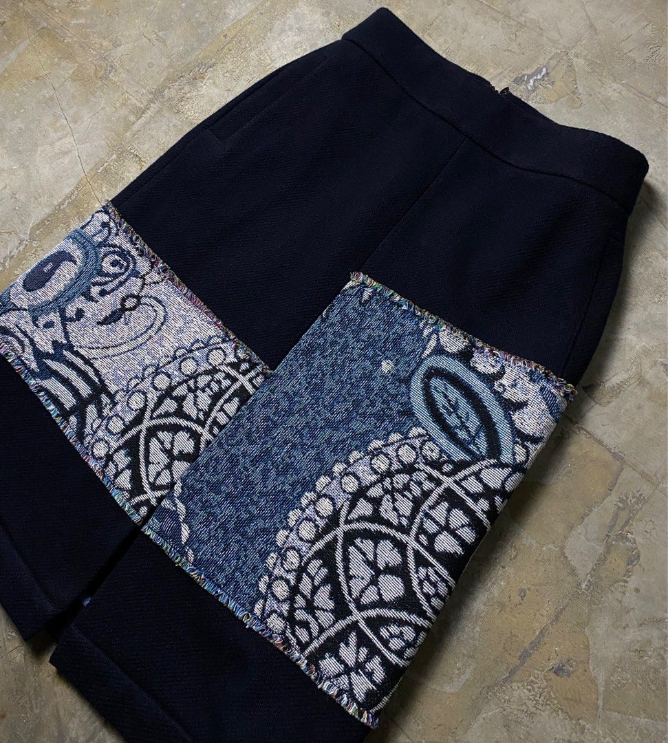 Initial - Patchwork Ancient Skirt (Category: Skirts) located in Quezon City. Submitted by insidethreads_ (Listing ID 1386771673, Image 3). Description: Size: 26-27 Waist Condition: 10/10 Zipper: YKK Dimensions Length: 26”.