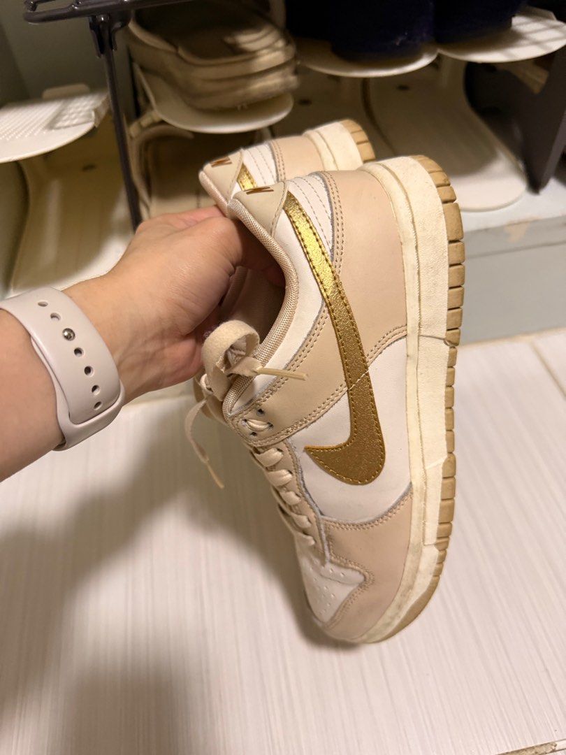 Nike Dunk Low Beige Gold Swoosh (Category: Sneakers) located in Mandaluyong City. Submitted by jujube0111 (Listing ID 1386775719, Image 3). Description: Bought in Japan, lightly used. No box.