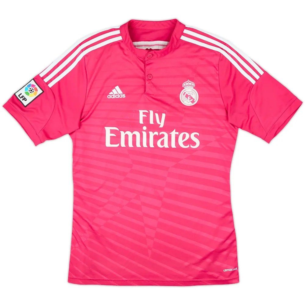 Real Madrid 14/15 away jersey (Category: Activewear) located in Singapore. Submitted by jerseyocean (Listing ID 1386643247, Image 2). Description: Selling for $30. Add $5 for any nameset. Add $5 for la liga patches. Size S to XXL available. $3 delivery fee..