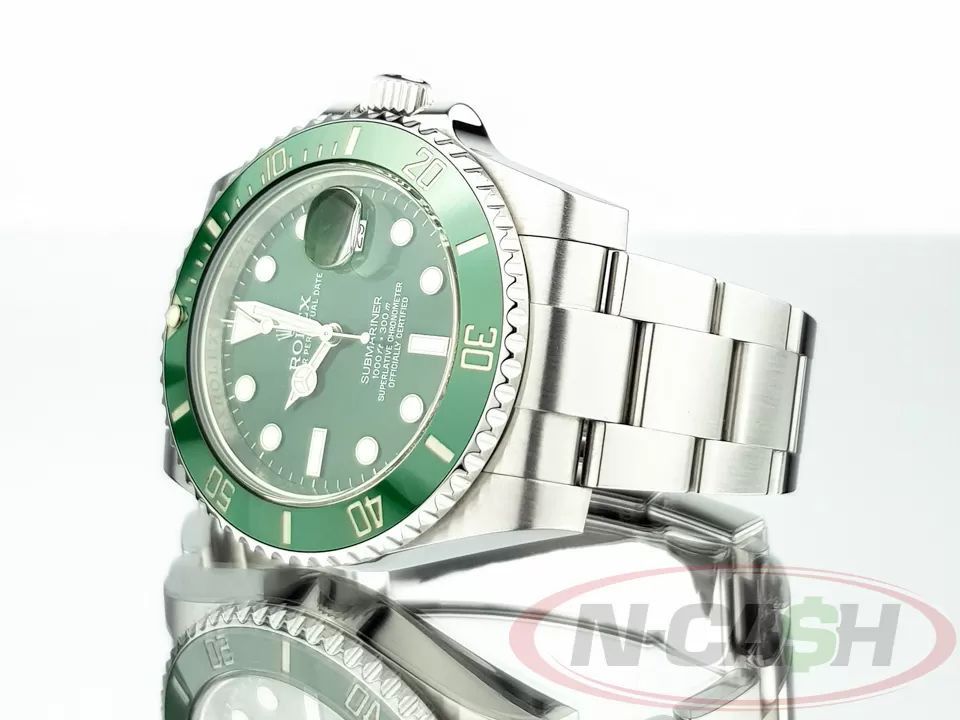 Rolex Submariner 40 Steel Ceramic Hulk (Category: Luxury Watches) located in Makati City. Submitted by luxury_by_ncash_2 (Listing ID 1386678064, Image 3). Description: N-Cash Pawnshop "Instant Cash for Bags, Watches, Cars, and Electronics" https://www.ncash-pawnshop-philippines.com/ Rolex Submariner 40 Steel Ceramic Hulk 116610LV 40mm steel case Discontinued model Circa 2013 – 2018 Appearance is around 9.5 out of 10 Selling as watch only with ver