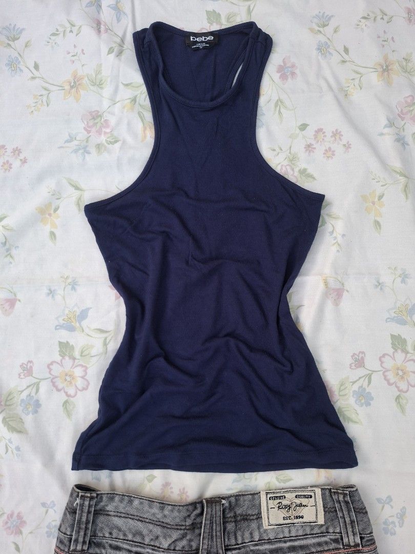 Top only! Bebe blue basic racerback top & Vintage Roxy Jeans Y2k ...