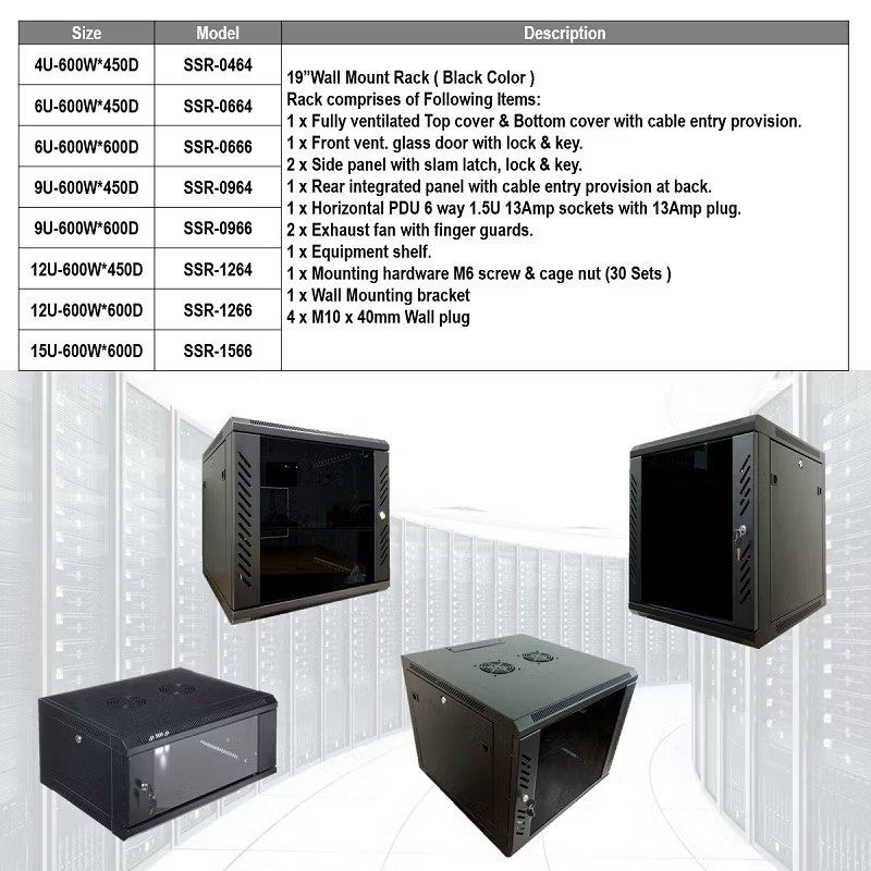 7-STAR* 6U/9U/12U/15U/18U/22U Server Rack with 2 Fans + 6 Way / 8 Way ...